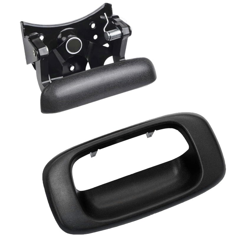 HHCSOP Tailgate Handle and Bezel Trim for 1999 2000 2001 2002 2003 2004 2005 2006 2007 Chevy Silverado GMC Sierra 1500 HD 2500 3500 Rear Hatch Latch Handle  OE# 15228539 15997911